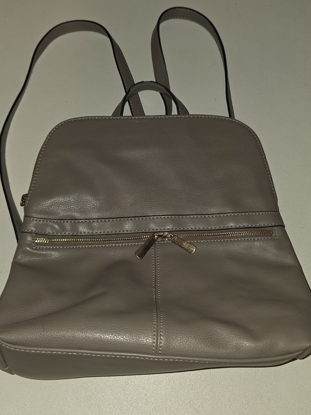 Taupe Leather Backpack Purse - Women's Everyday Bag
